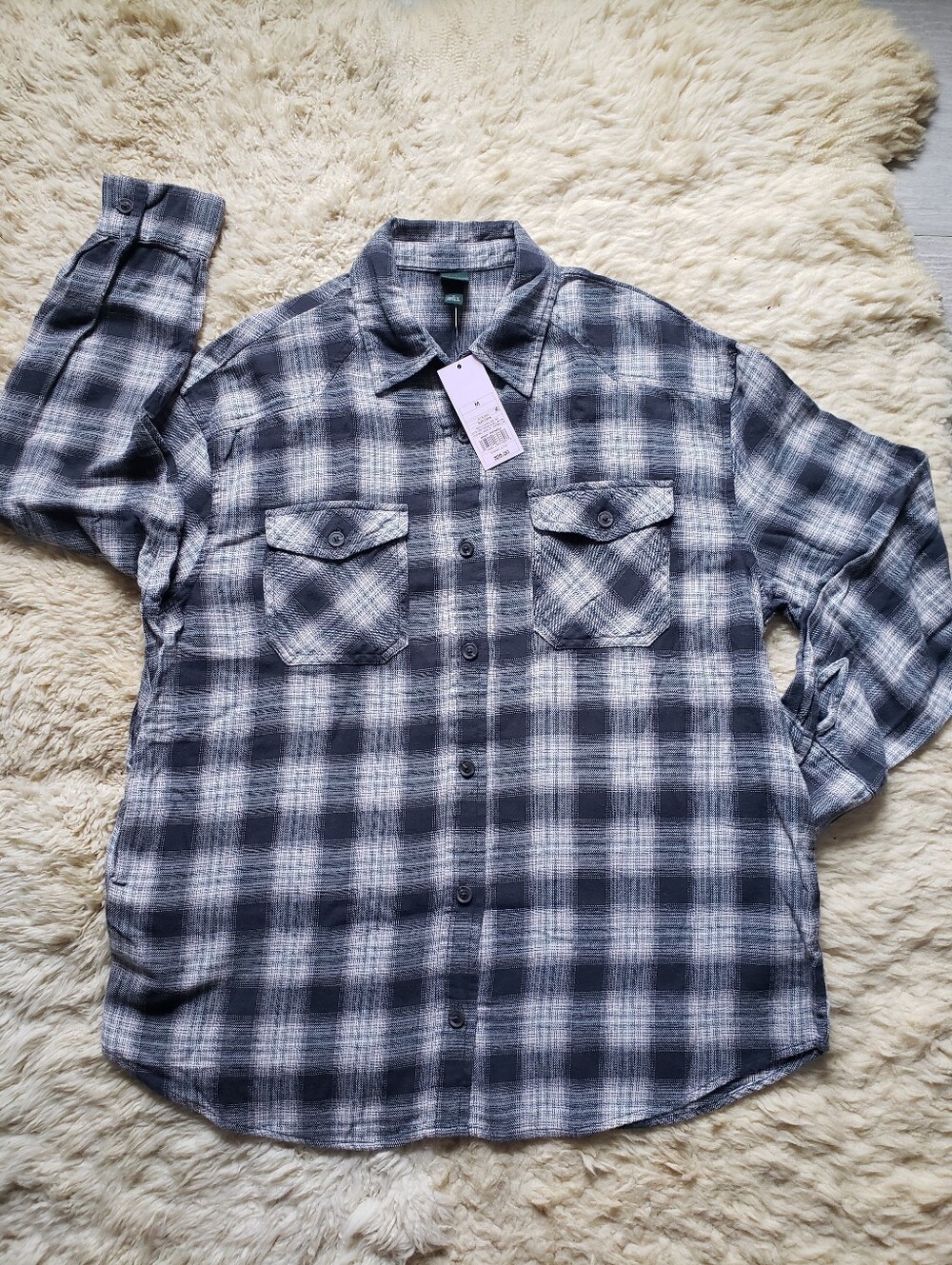 Wild Fable Cotton Plaid Oversized Flannel Shacket with Side Pockets